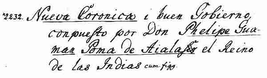 A section of the Erichsen catalog, where Poma's chronicle appears as number 2232.
